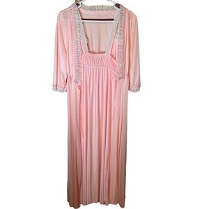 Vintage Peignoir 50's 60's TEXSHEEN Pink Lingerie Set Robe & NightGown